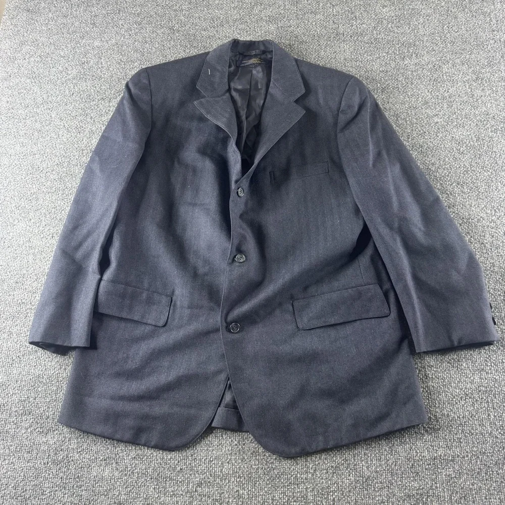 Brooks Brothers Blazer Mens 44 Blue Wool Herringbone Sport Coat Jacket USA